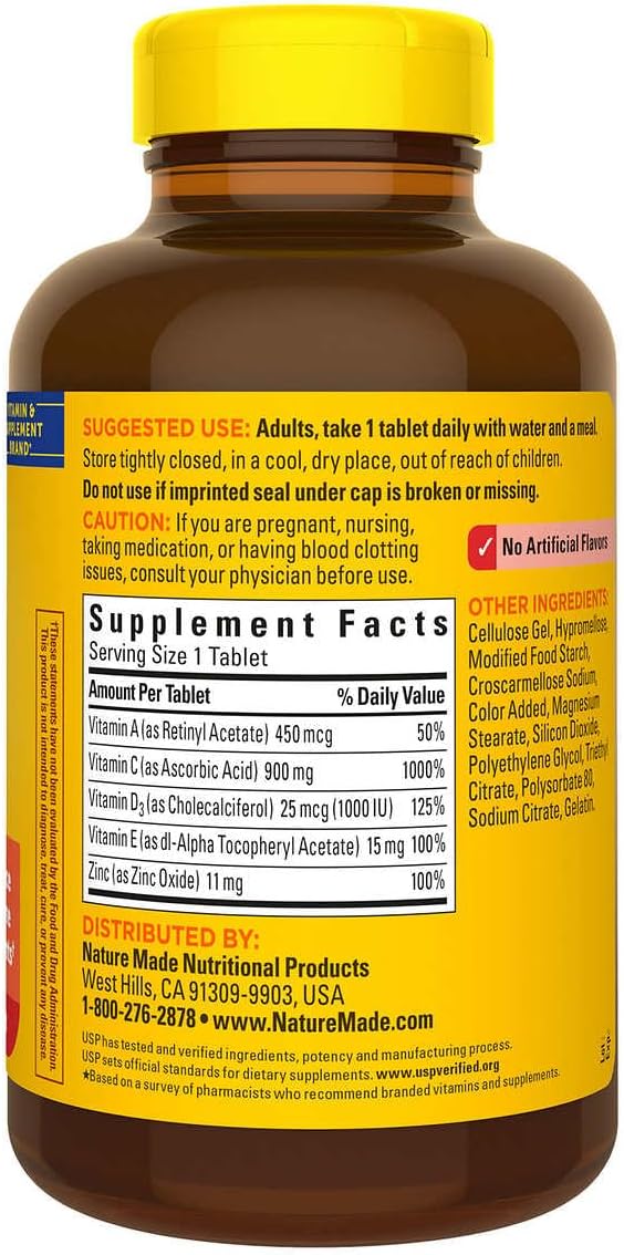 Nature Made Super C with Vitamin D3 and Zinc, 200 Tablets Bundle with a Pill Oragnizer (2 Items)