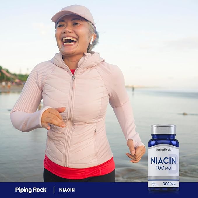 Piping Rock Niacin Supplement 100mg | 300 Tablets | Vitamin B3 for Men and Women | Nicotinic Acid with Flushing | Vegetarian, Non-GMO, Gluten Free