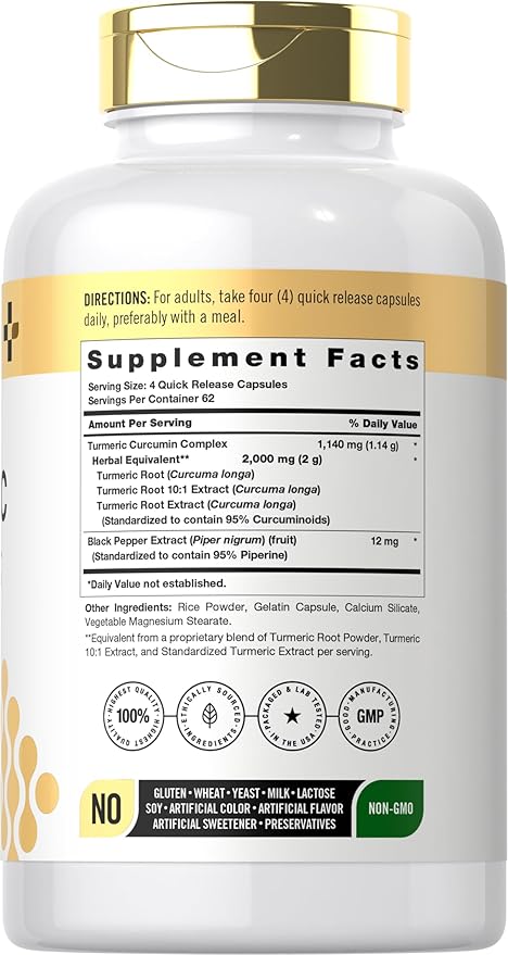 Doctor's Way Turmeric Curcumin Supplement | 250 Capsules | with Black Pepper Extract | 95% Curcuminoids | Non-GMO, Gluten Free Complex