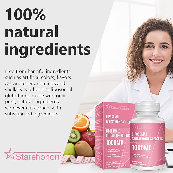 Liposomal Glutathione Softgels 1500MG, Reduced Glutathione Supplement with Vitamin C, Better Absorption, Non-GMO Powerful Antioxidant for Healthy Aging, Detox, Immune Health, 180 Softgels