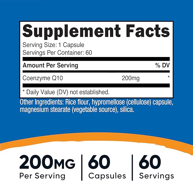 Nutricost CoQ10 200mg, 60 Vegetarian Capsules, 60 Servings - High Absorption, Vegetarian, Non-GMO, Coenzyme Q10 (Pack of 2)