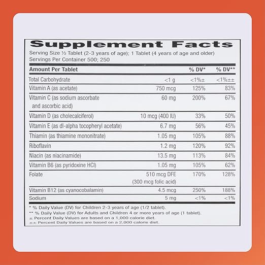 Rugby Children’s Chewable Multivitamin Tablets - Dietary Supplement - Assorted Fruit Flavors - Animal Shapes - 250 Count (1 Pack)