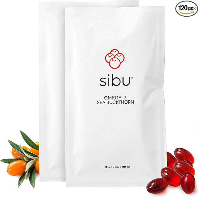 sibu Sea Buckthorn Omega-7 Softgels (60-Day Refill Sachet) – Supplement for Healthy Skin, Hair, Nails and Dryness