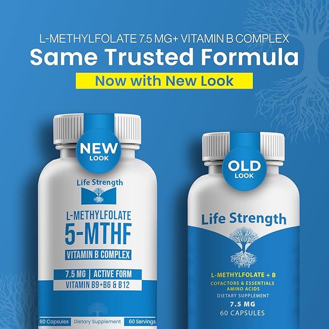 L-Methylfolate 7.5mg + Vitamin B Complex - 5-MTHF, B6 & B12 Methylcobalamin - 60 Capsules - Professional Strength Active Methyl Folate - Non GMO, Gluten Free, No Fillers (2-Month Supply)