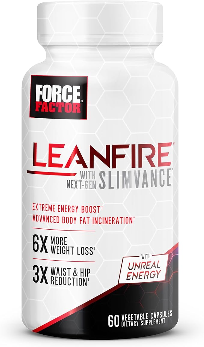 LeanFire with Next-Gen SLIMVANCE Advanced Thermogenic Fat Burner for Weight Loss with B Vitamins and Capsimax to Boost Metabolism, Increase Energy, and Enhance Focus, Force Factor, 60 Capsules