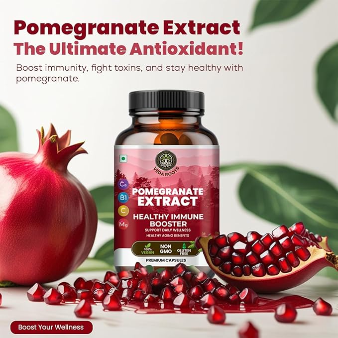 Pomegranate Extract Capsules – Antioxidant & Immune Booster for Men & Women – Heart, Skin & Joint Support – Polyphenol-Rich Supplement – 100 Vegan Capsules