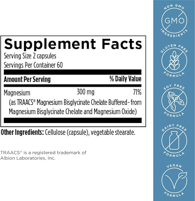 Designs for Health Magnesium Glycinate Complex - Chelated Magnesium Bisglycinate + High Absorption Magnesium for Calming & Sleep, Heart Health, Immune Support & Bone Strength - Vegan (120 Capsules)