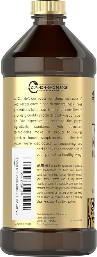 Carlyle Trace Minerals with Magnesium, Chloride, Sodium & Potassium | 16 fl oz | Vegetarian, Non-GMO, and Gluten Free | by Vital Trace