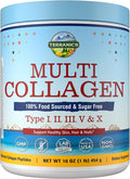 Terranics Multi Collagen Peptides Powder, Type I II III V X Hydrolyzed Collagen for Women+Men, Collagen Supplements, Fast Dissolve, Unflavored Colageno, No Sugar, Keto, 16oz