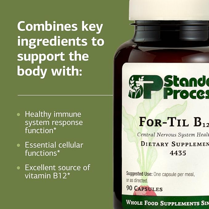 Standard Process - for-Til B12 - Vitamin B12 Supplement for Brain & Nervous System Support - Immune Health & Cellular Function - Non-Dairy & Non-Soy Supplement - 90 Capsules