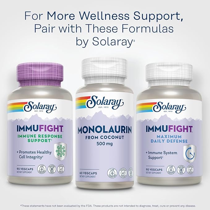 SOLARAY Monolaurin 500mg from Natural Coconut - Monolaurin Supplement for Powerful Nutritive Support - 60-Day Money Back Guarantee, Lab Verified - 60 Servings, 60 VegCaps