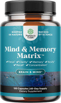 Nootropic Brain Supplement for Memory and Focus Enhancement - Vitamins for Mental Health & Clarity with VIT A, B6, Riboflavin, Niacin, Thiamin & Folate - Cognitive Complex for Mind Vitality - 120ct