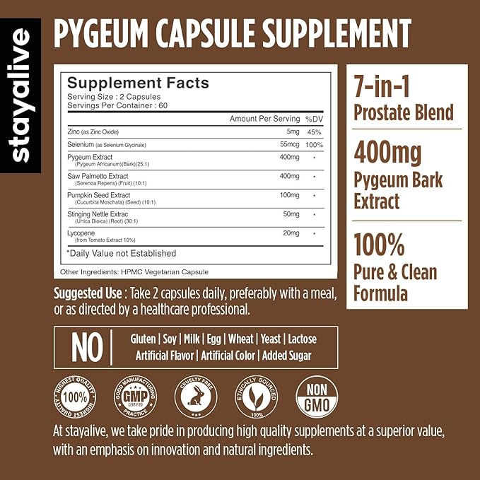 STAYALIVE Lycopene and Pygeum Bundle with Saw Palmetto, Pumpkin Seed and Zinc, 240 Vegan Pills, Non-GMO & Gluten Free Men's Health Supplement