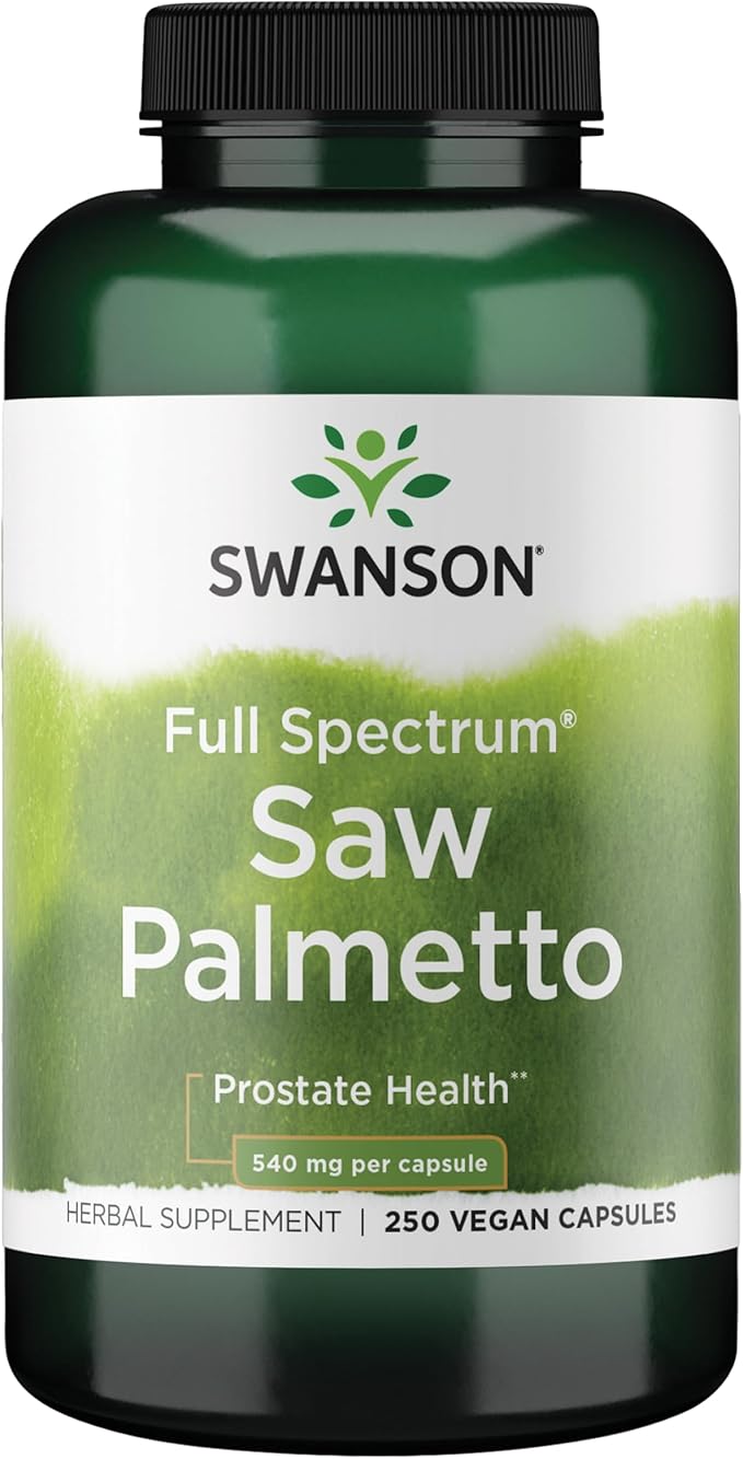Swanson Saw Palmetto Full Spectrum Herbal Supplement for Men Seeking Prostate, Hair, and Urinary Health Support - 540 mg (250 Vegan Capsules)