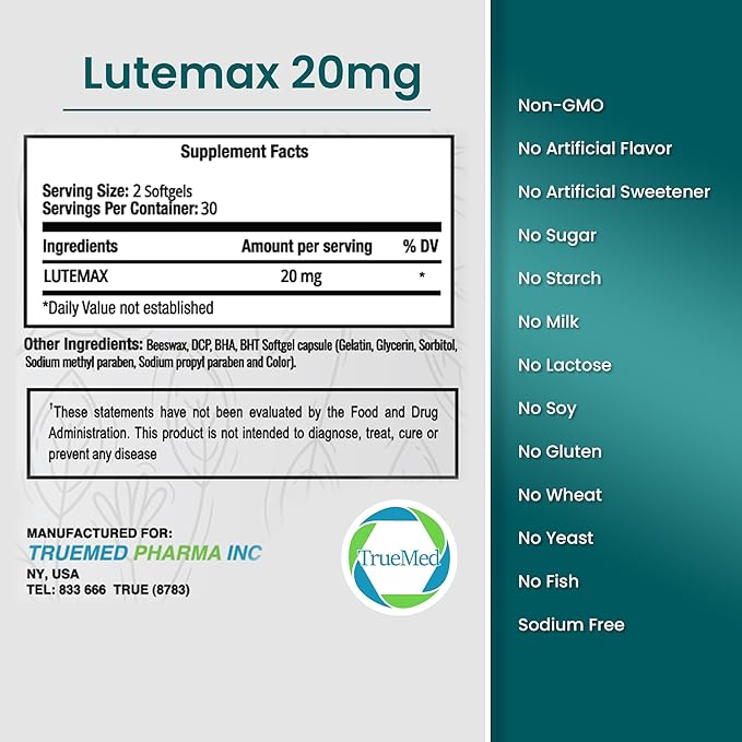 Lutein 20mg with Zeaxanthin 4mg – Eye Health Supplement for Vision Clarity, Blue Light Filtering & Macular Health – Antioxidant Formula for Daily Retinal Wellness – 100 Softgels
