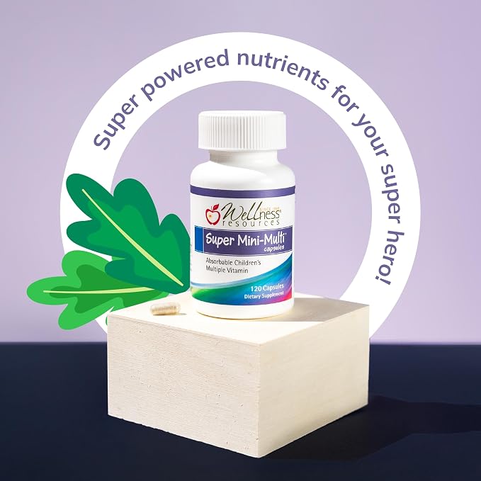 Super Mini-Multi - Children's Multivitamin Swallowable Capsules with Methyl Folate, Methyl B12 and Coenzyme B Vitamins for Growth, Focus, Brain Health (120 Capsules)