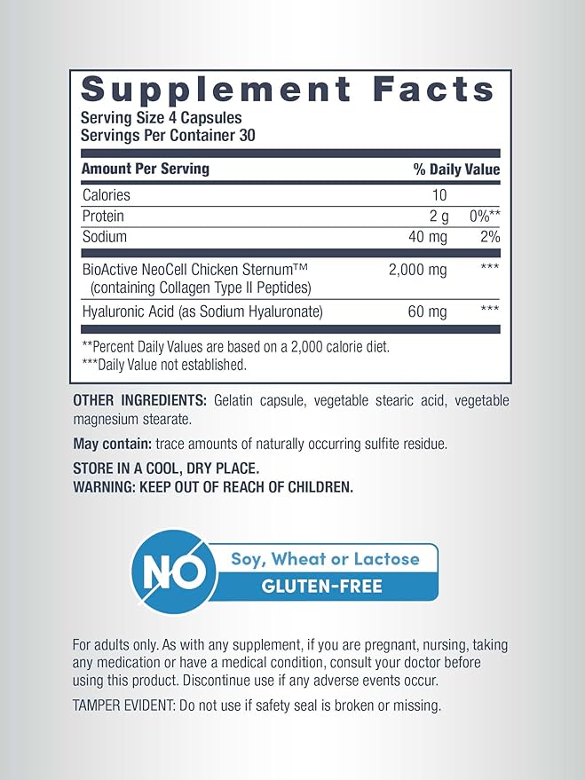 NeoCell Joint Complex Supplement | 120 Capsules | Plus Hyaluronic Acid | Collagen Type II | Advanced Formula