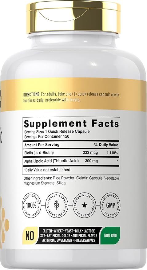 Doctor's Way Alpha Lipoic Acid 300mg | 150 Capsules | with Biotin Optimizer | ALA Supplement | Non-GMO, Gluten Free