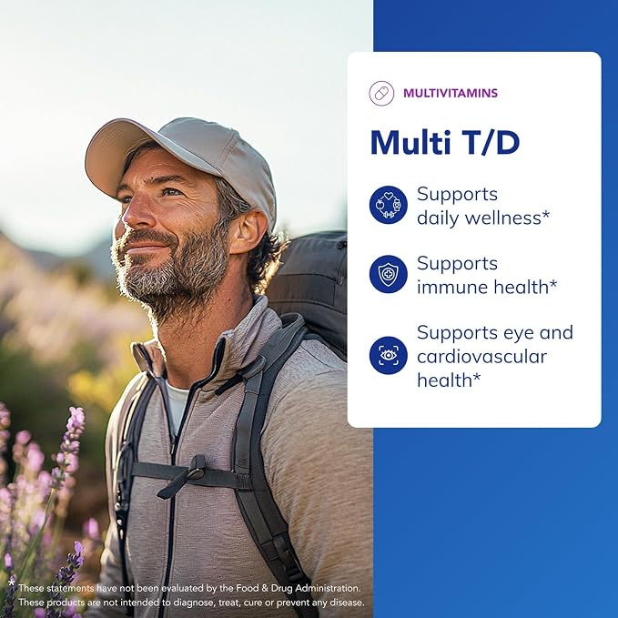 Pure Encapsulations Multi T/D - Multivitamin & Mineral Supplement - for Daily Wellness, Cardiovascular & Immune Health* - Rich in Vitamins & Minerals - Gluten Free & Vegetarian - 60 Capsules