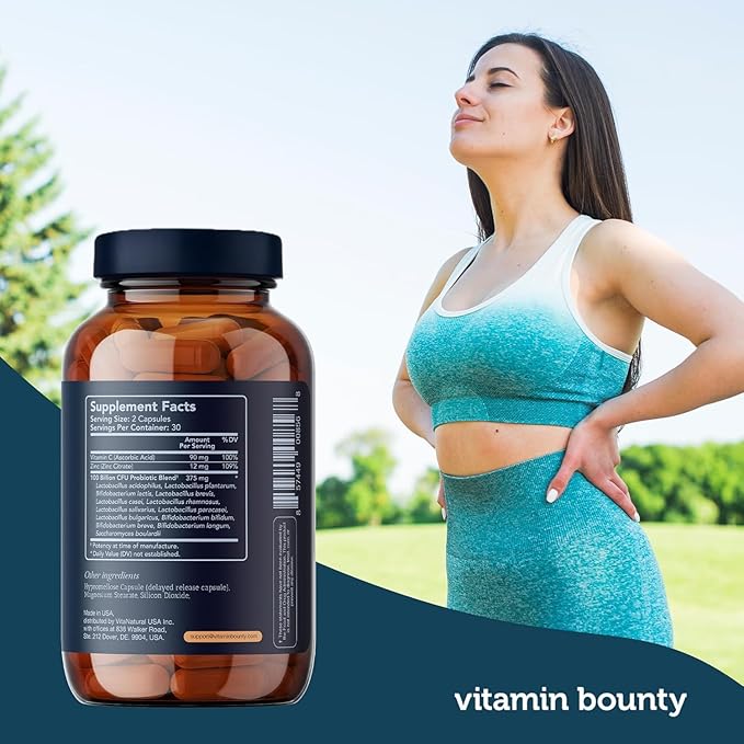 Vitamin Bounty Pro-100 Probiotic 100 Billion CFU - 13 Strains for Digestive Health & Immune Support - High Potency Probiotics for Women & Men - Delayed Release Capsules for Gut Health - 60 Count