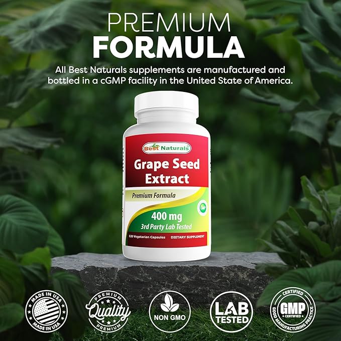 Best Naturals Grapeseed Extract 400 mg 120 vcaps (120 Count (Pack of 3))