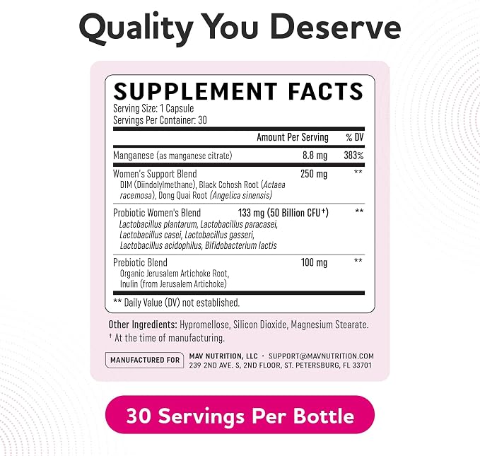 Probiotics for Women | 50 Billion CFU for Vaginal, pH Balance & Digestive Health Support | Female Probiotics with Prebiotics & Hormone Balance Blend | Third-Party Tested, Vegan & Gluten-Free | 30 Ct