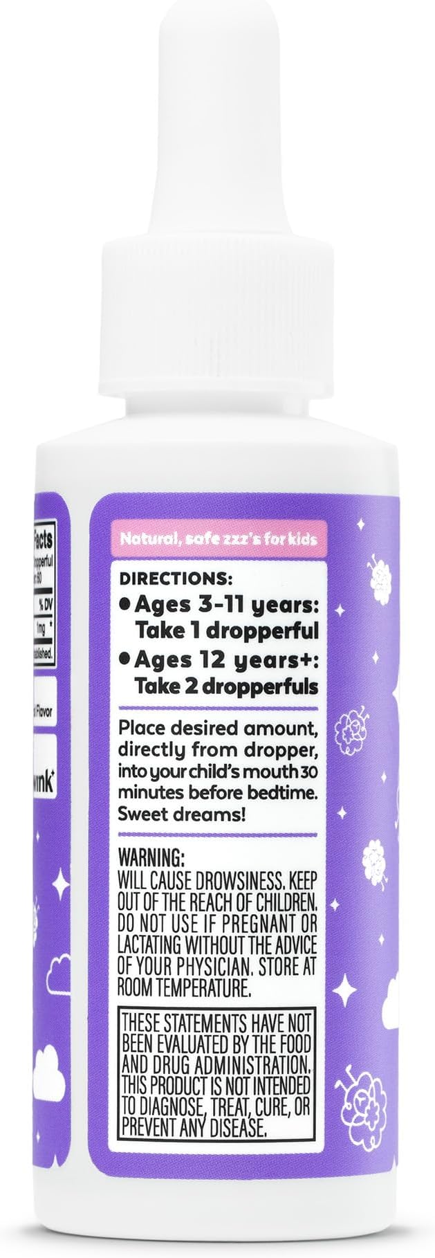Wink Well Kids Liquid Melatonin Drops- Natural Sleep Drops for Toddlers and Teens Sleep Aid with 1mg Per Serving-Non-Addictive Children's Liquid Melatonin- 2 Oz