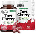 Wild & Organic Tart Cherry Capsules 600 mg - Uric Acid Support - Tart Cherry Powder Supplement - Prunus Cerasus Fruit Extract - 120 Days of Supply - Vegan, No Fillers, Non-GMO - 120 Count