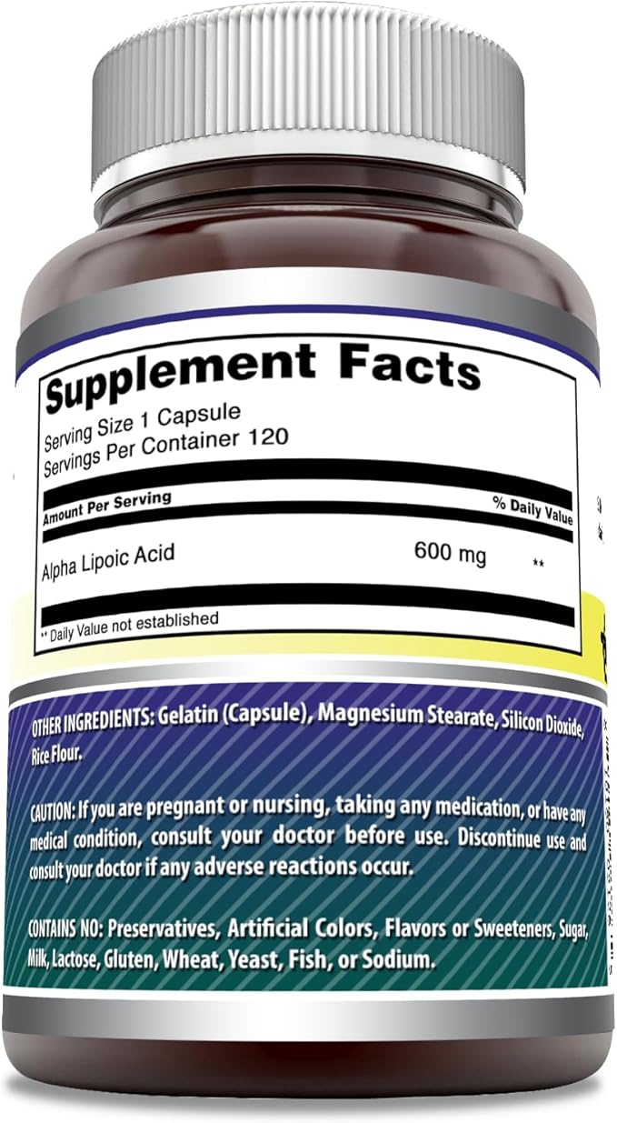 Amazing Formulas Alpha Lipoic Acid | 600 Mg Per Serving Supplement | Capsules | Non-GMO | Gluten Free | Made in USA (120 | 3 Pack)