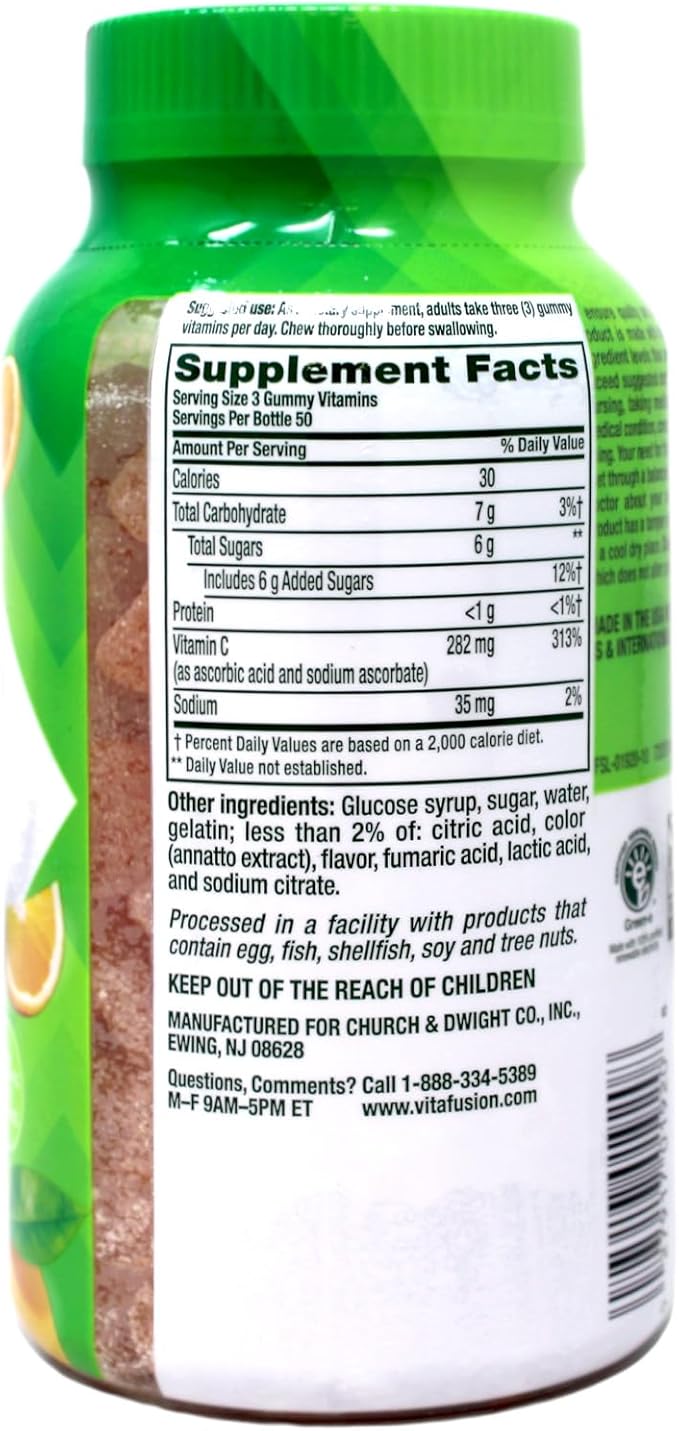 VitaFusion Power C Gummy Vitamins for Adults Absolutely Orange - 150 ct, Pack of 4
