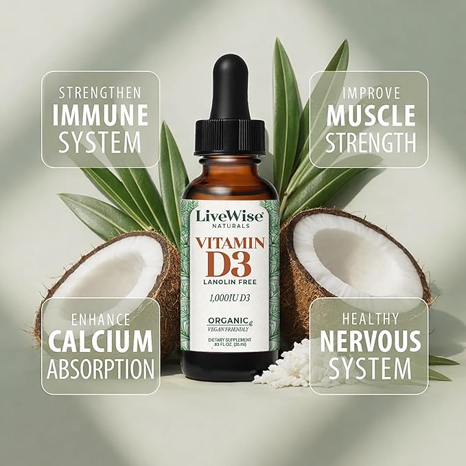 Vitamin D3 1000 IU, 25 MCG Drops - 150 Servings, Ultra Concentrated Formulation, Fast Absorption, Vegan, Organic MCT Oil Formula - Micro-Dosing Dropper for Bone & Immune Support