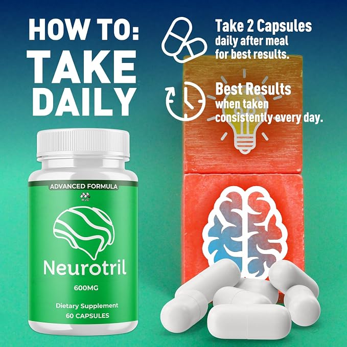 Neurotril Capsules, Official Neuro tril Pills with All Natural Ingredients, Advanced Neurotril Capsules Overall Health and Wellness Vitamin Formula with Maximum Strength Multivitamins (60 Capsules)