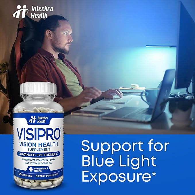 VISIPRO® 20-20 New Vision Health Supplement - Advanced Eye Vision Vitamins for Complete Eye Health, Vision Support & Macular Free Radical Defense - 60 Veggie Caps