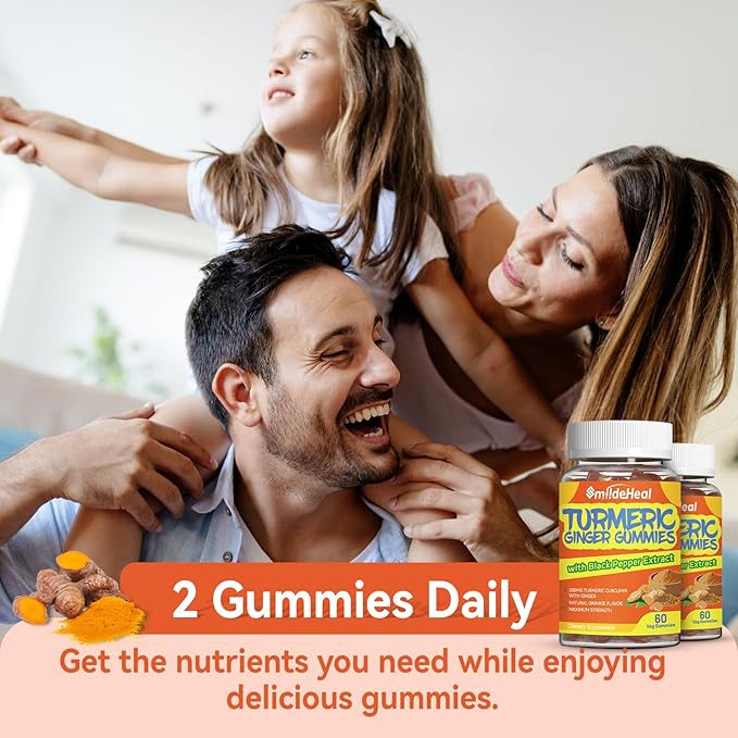 Turmeric Curcumin Gummies 500mg, with Turmeric Root Extract, Ginger Root, Black Pepper Extract, Antioxidant Support, Orange Flavor Gummies, 60 Count (Pack of 2)