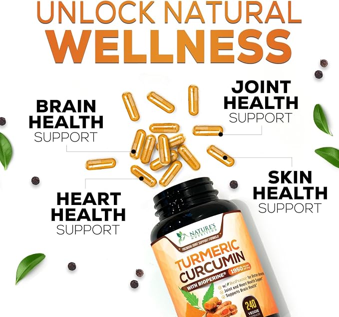 Turmeric Curcumin Supplement - 95% Curcuminoids with Organic Turmeric & BioPerine Black Pepper for Best Absorption - Daily Joint & Immune Health Support, Vegan, Non-GMO, Bottled in USA - 240 Capsules