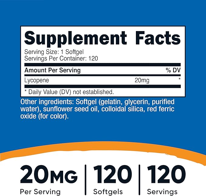 Nutricost Lycopene (20mg) 120 Softgels - Gluten Free, Non-GMO