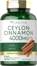Carlyle Ceylon Cinnamon Capsules | 120 Count | Non-GMO & Gluten Free Supplement