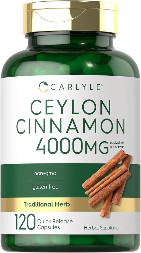 Carlyle Ceylon Cinnamon Capsules | 120 Count | Non-GMO & Gluten Free Supplement