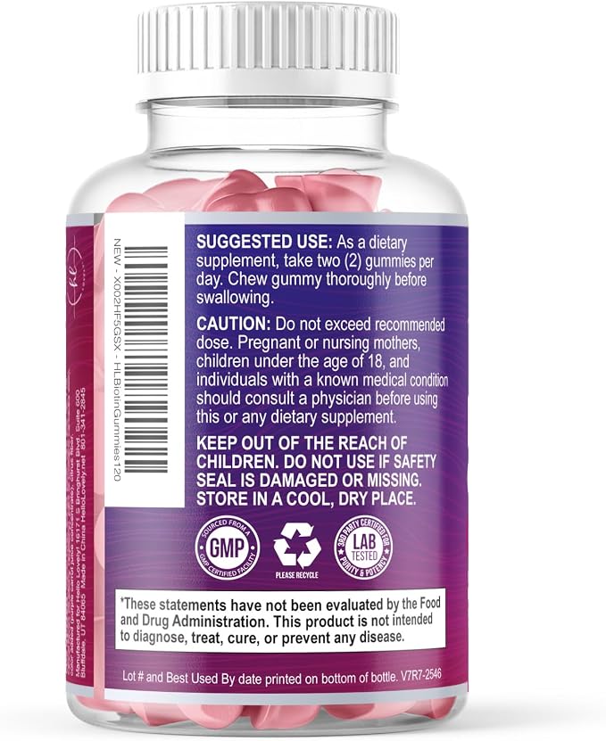 Hair Vitamins Gummies with Biotin 5000 mcg per Serving - Hair Growth Support with Vitamins E & C for Thicker, Stronger & Beautiful Hair - Hair Skin and Nails Vitamin, Gluten Free - 120 Gummies