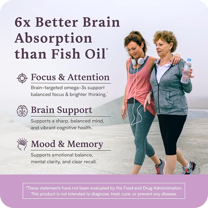 Omega Max w/LYSOVETA LPC | EPA & DHA Supplements for Brain & Retina Health | Focus, Attention, Memory, Mood & Vision | 6X Higher Absorption Than Fish Oil | High Potency Omega-3 LPC-DHA