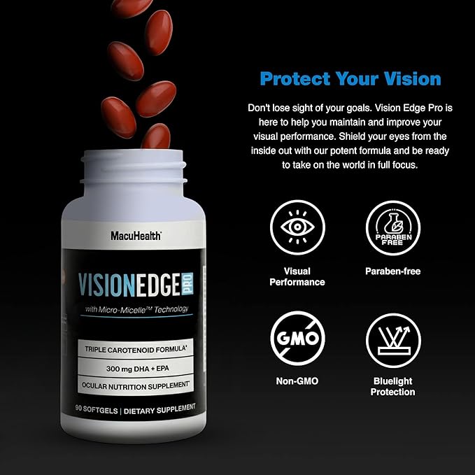 Eye Supplement for Athletes; Formula with Lutein, Zeaxanthin, and Meso-Zeaxanthin, Eye Supplements Omega 3, Essential Carotenoids for Eyes - (90 Softgels, 3 Month Supply)