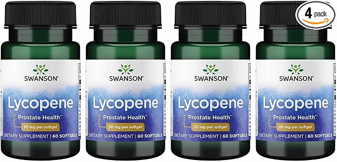 Swanson Lycopene Prostate and Heart Health Antioxidant Supplement for Men Over 40 Supporting Blood Pressure in Normal Range (60 Softgels, 4 Pack)