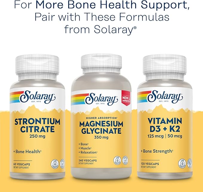 SOLARAY Calcium Bisglycinate Supplement 1000 mg for Women & Men - Calcium with Vitamin D3, Bone Strength & Teeth Health Support, Chelated Capsules, Easy to Digest - 120 Veg Cap Count