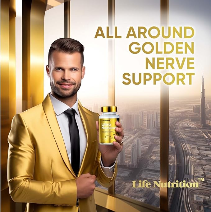 Life Nutrition Neuropathy Support Supplement - 600mg Alpha Lipoic Acid (ALA) & 10 Nerve Soothing Ingredients - Advanced Nerve Relief Formula for Hands, Fingers, Toes & Feet - 120 Capsules