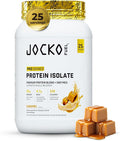 Jocko Fuel Whey Protein Isolate Pro Series, Caramel, 25g Low Lactose Whey + Beef Collagen, with Digestive Enzymes + Probiotics, 4.7g BCAAs, Low Carb, 25 Servings