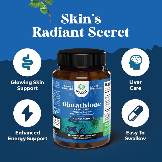 Reduced Glutathione Supplement with Milk Thistle - 500 mg per Serving Pure L Glutathione with Alpha Lipoic Acid & Milk Thistle Silymarin - 30 Count