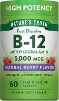 Nature's Truth B12 Vitamin 5000 mcg | 60 Tablets | Fast Dissolve Natural Berry Flavor | Vegan, Non-GMO & Gluten Free Supplement