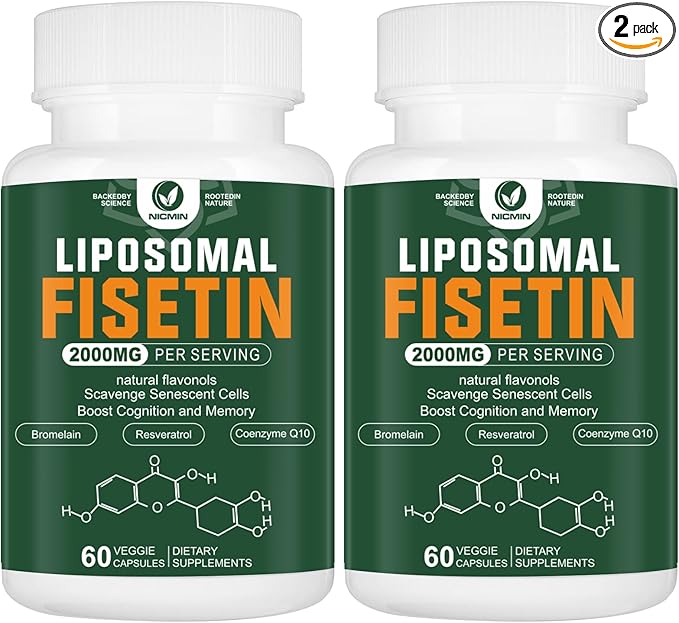 Liposomal Fisetin Supplement, 2000MG, 98% Pure Fisetin Polyphenols Antioxidants, with Quercetin, TMG and Resveratrol, for Healthy Aging, Cognitive Support, 120 Capsules