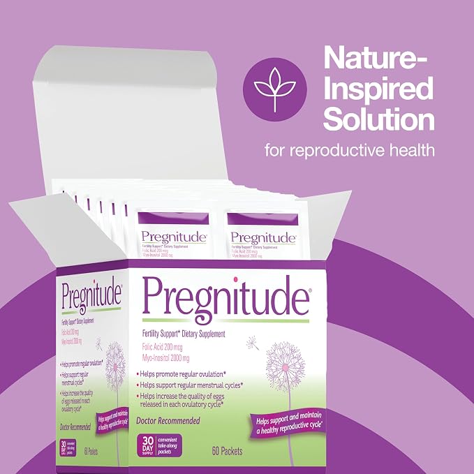 Pregnitude Reproductive Wellness Dietary Supplement with Folic Acid and Myo-Inositol, Unflavored Powder Packets, 60 Day Supply, 120 Packets