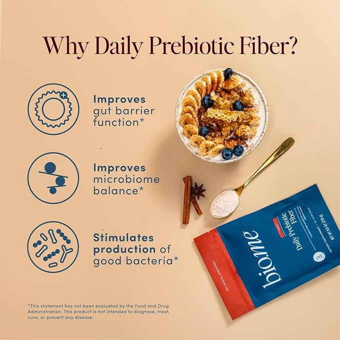 Bio.me Daily Prebiotic Fiber Powder Chai - 7g Per Serving - Soluble & Insoluble Fiber Supplement Powder for Women & Men - Digestive Health & Gut Health - GLP-1 Friendly, Sugar Free - 30 Servings